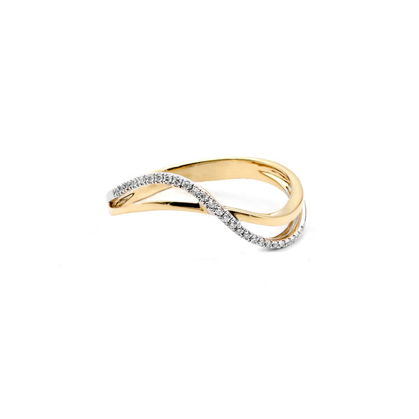 14K Gold Diamond 0.075ct Crossover Ring