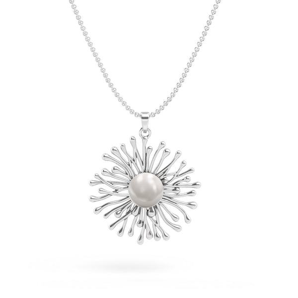 Sunray Design Pearl Pendant Necklace