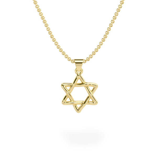 14K Gold Star of David Pendant Necklace 3/4''