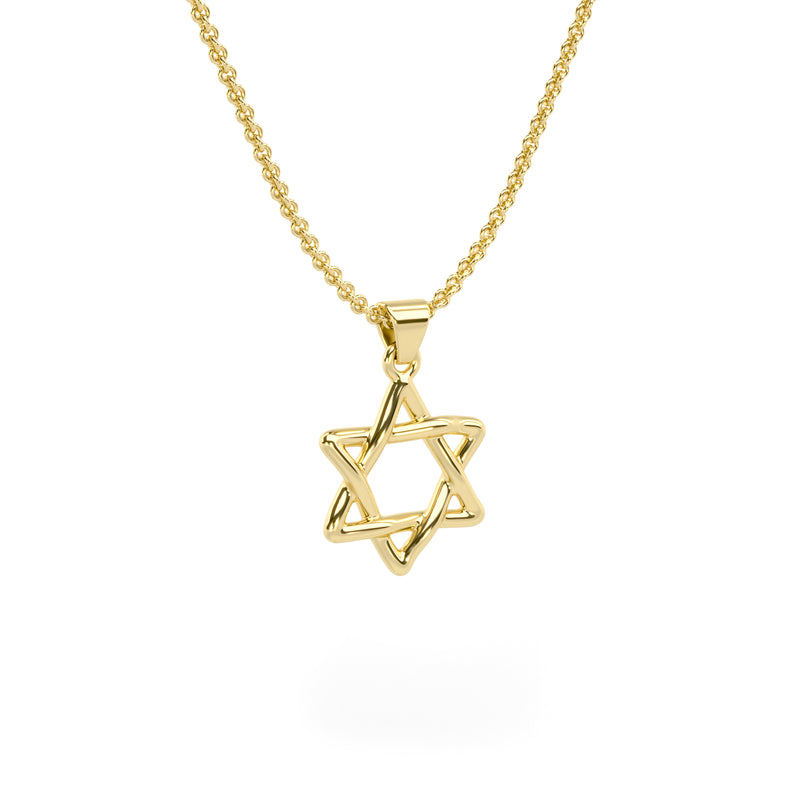 14K Gold Star of David Pendant Necklace 3/4''