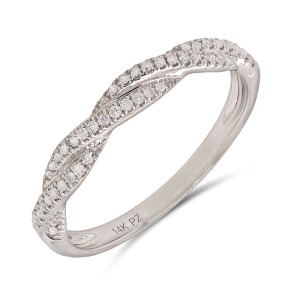 14K Gold Twist Design Diamond 0.126 ct Ring