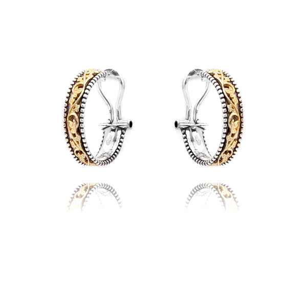 Lace Design  Bead Hoop Earrings