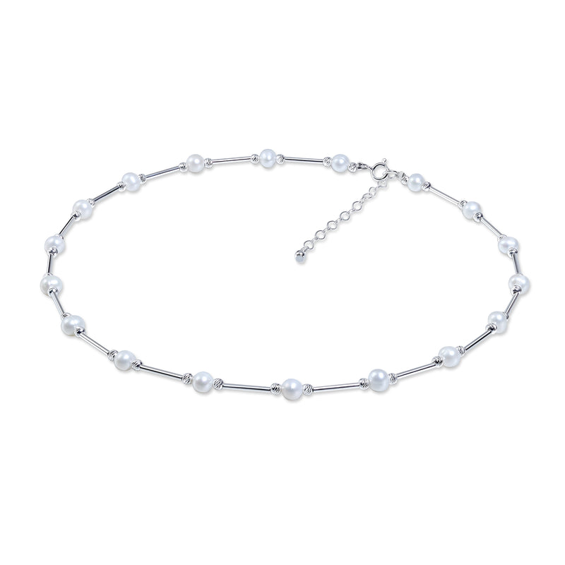 Pearl Beads Bar Necklace 16+ 2''