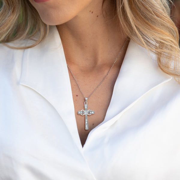 Gemstone Polished Cross Infinity Necklace