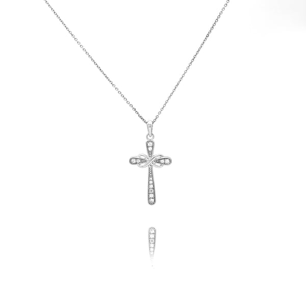 Gemstone Polished Cross Infinity Necklace