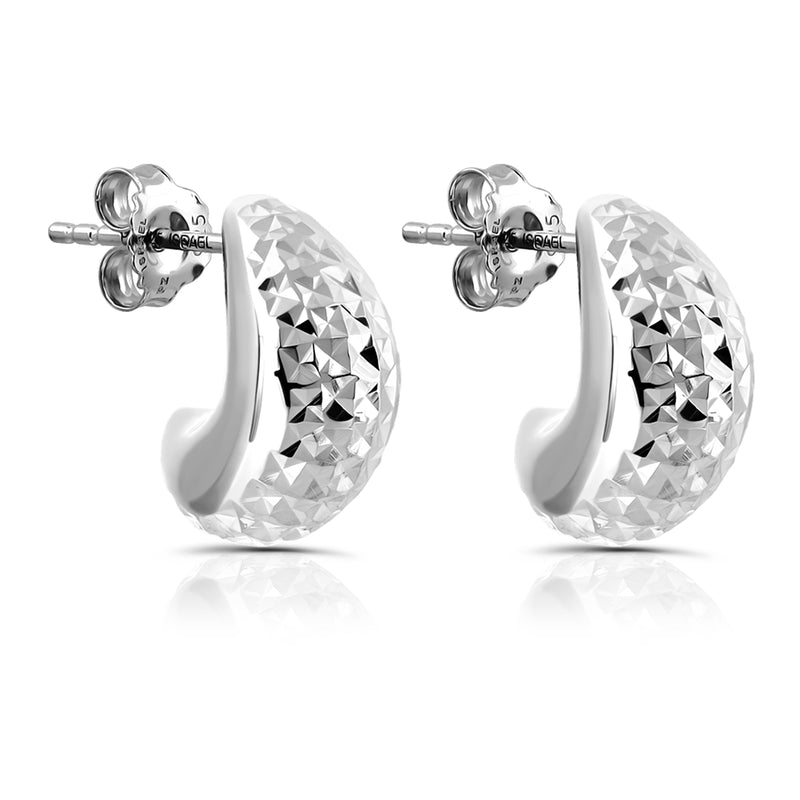 Curved Diamond-Cut Bumpy Stud Earrings 0.50''