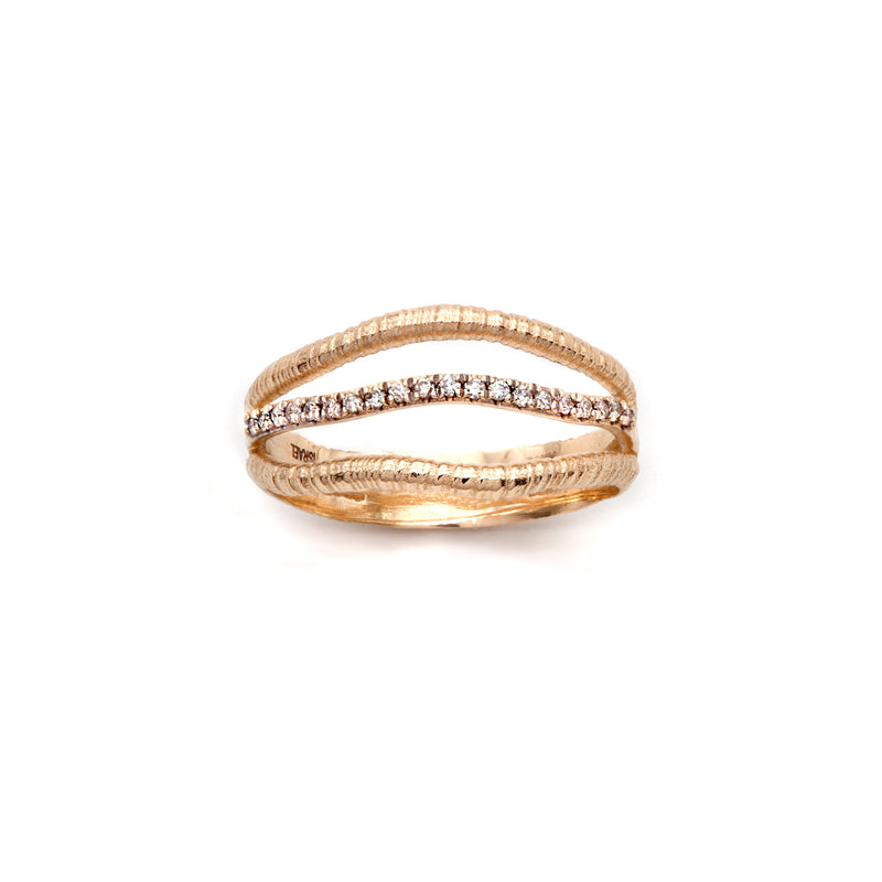 14K Gold Triple Band  Diamond Ring