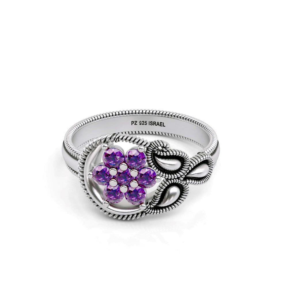 Gemstone Textured Floral Ring – dannynewfeldjewelry