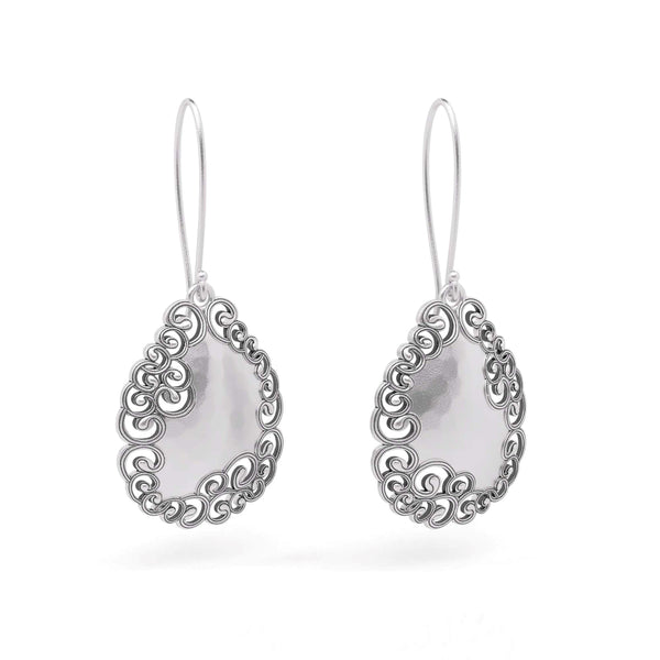 Elegant Silver Lace Dangle Earrings