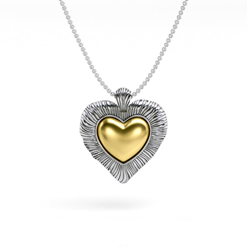 Sterling Silver Ridge Texture Heart Pendant