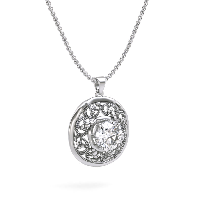 Gemstone Filigree Design Pendant Necklace