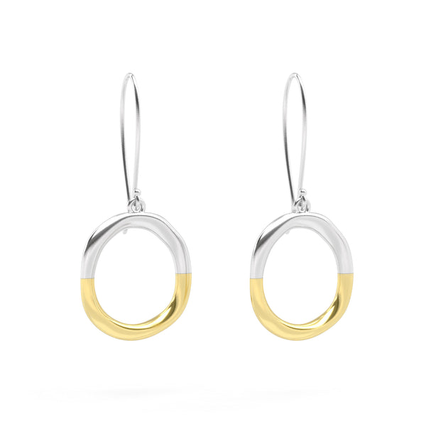 Two-Tone Open Circle Karma Earrings