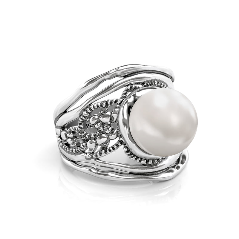 Lace Design Freshwater Pearl Ring