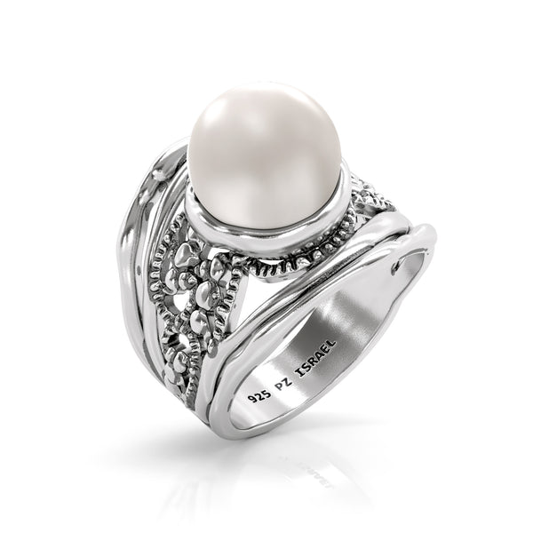 Lace Design Freshwater Pearl Ring