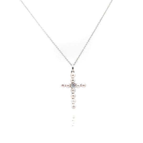 Freshwater Pearl Gemstone Cross Necklace