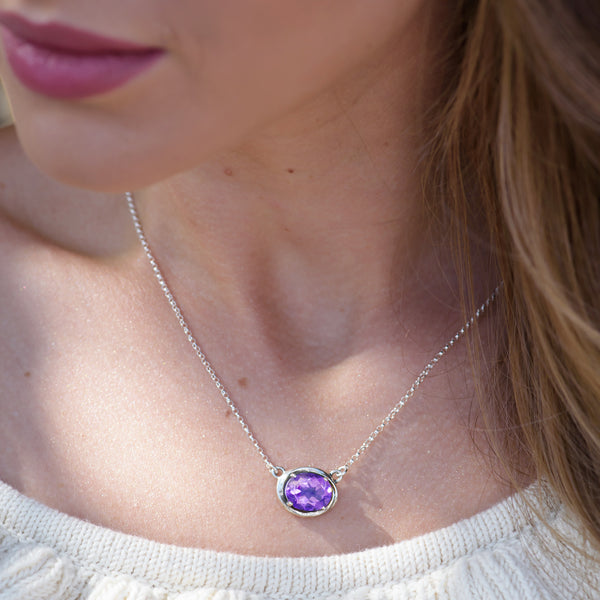 Oval Gemstone Necklace