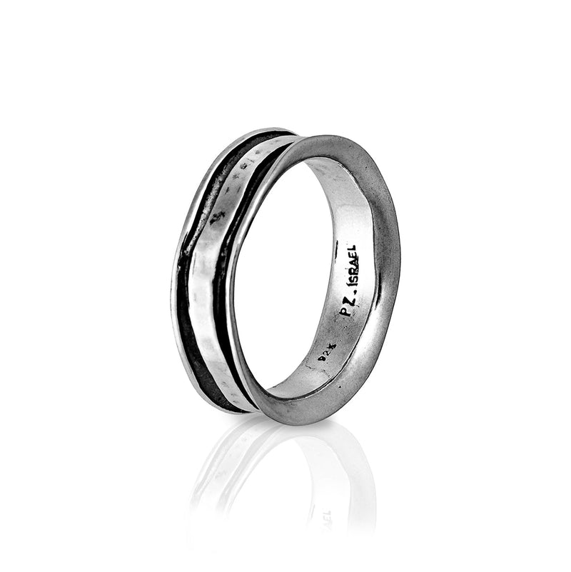 Hammered Men's Band Ring Sterling Silver - dannynewfeld